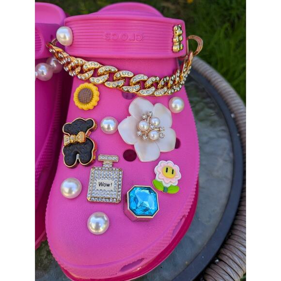 Crocs Mega Crush Platform Clogs Women’s 10 Mens 8 Barbie Pink Designer JIBBITZ - Picture 7 of 11